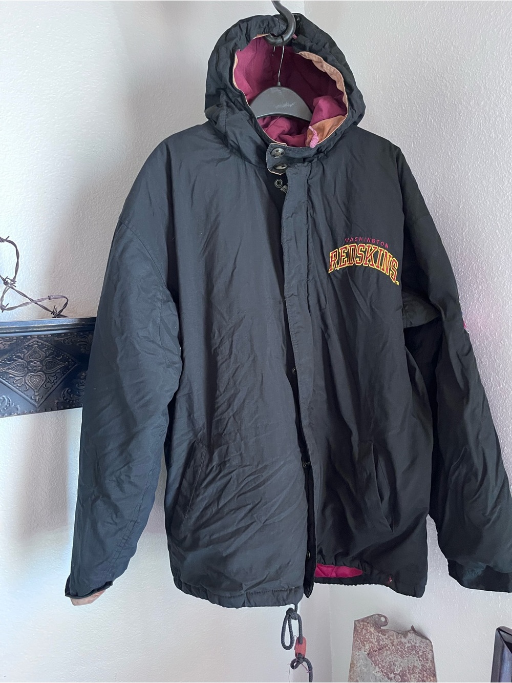NFL Washington Redskins 1994 Black Hooded Puffer Jacket